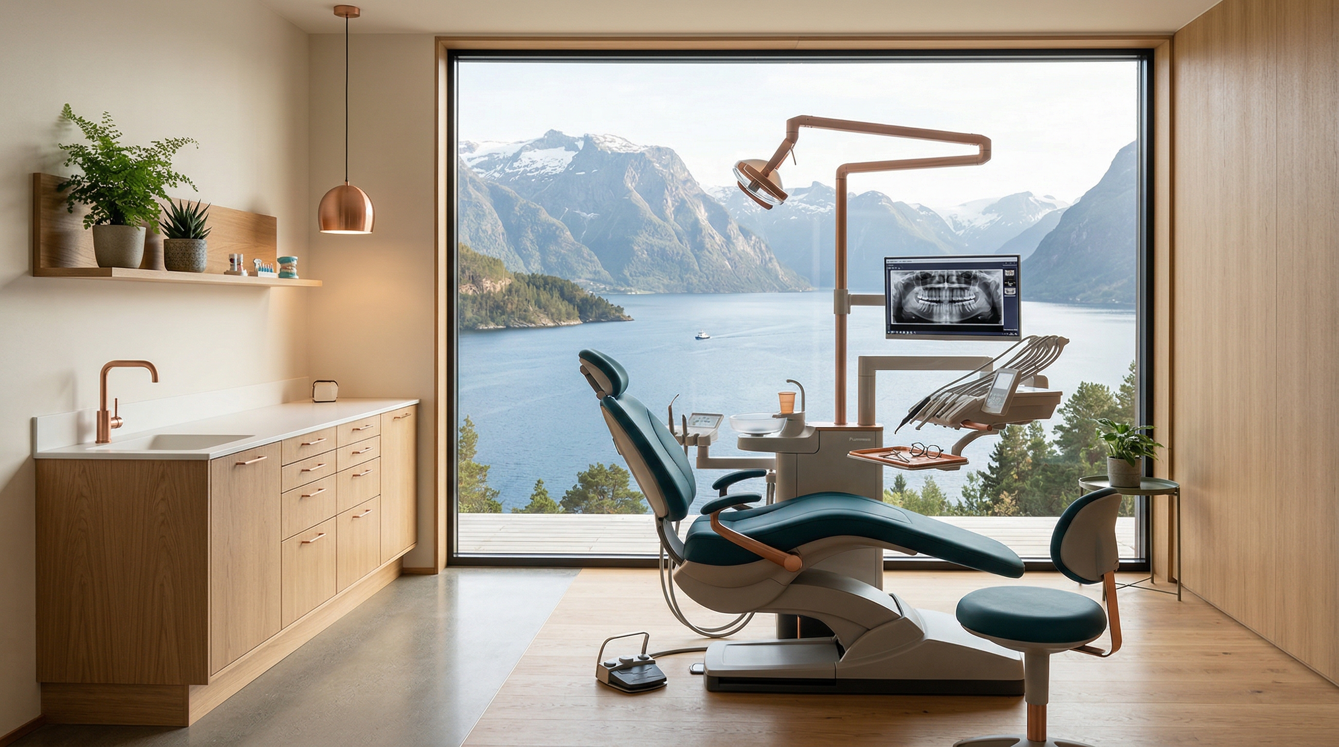 Behandlingsrom med fjordutsikt over Borgundfjorden