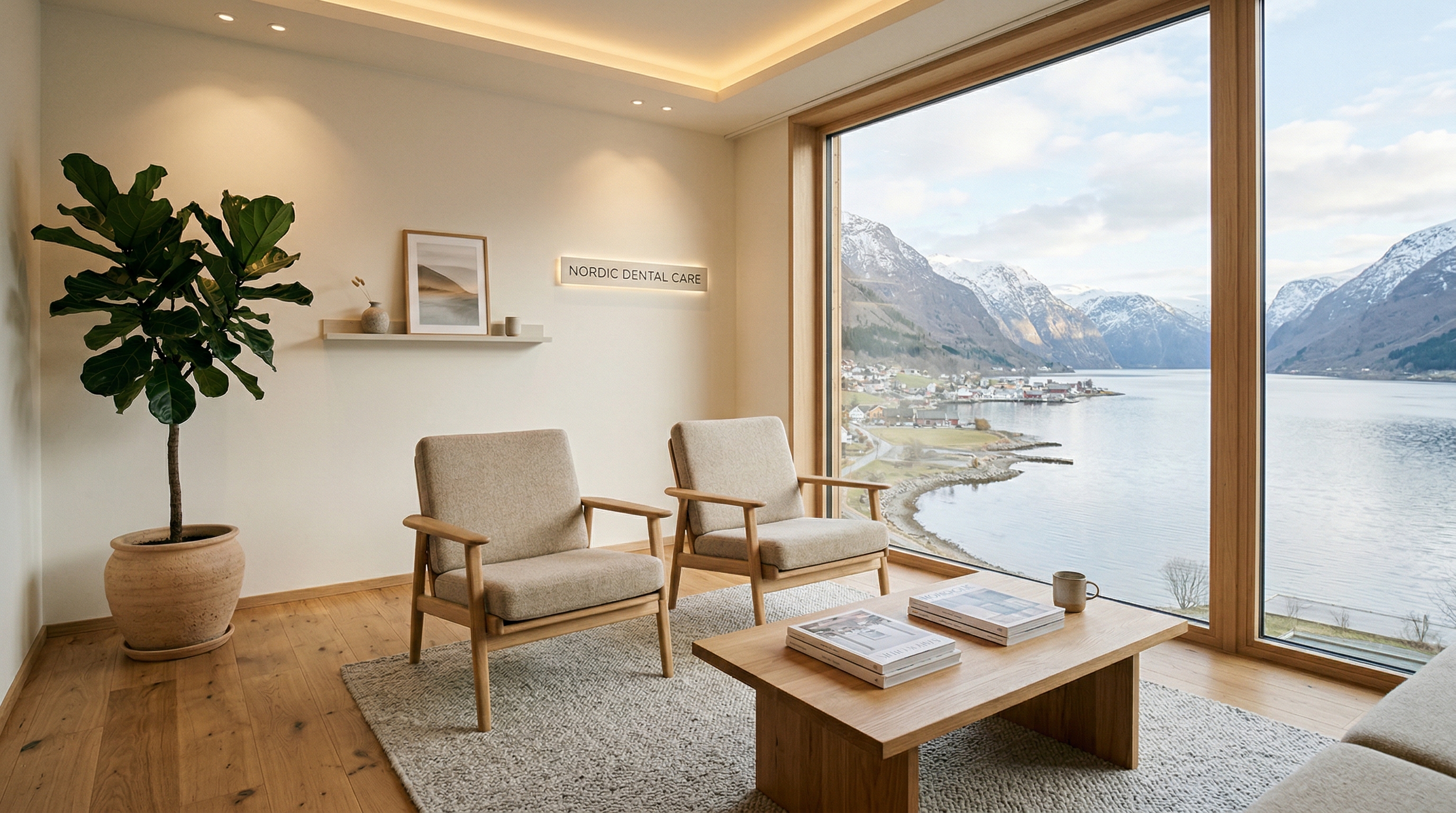 Venteområdet med fjordutsikt